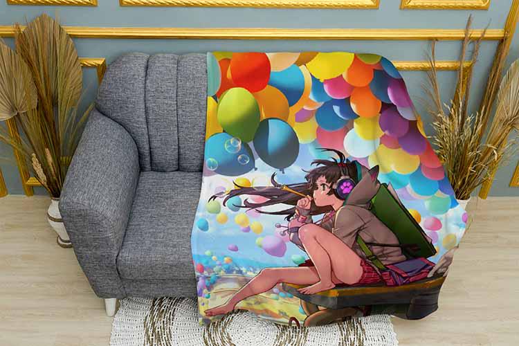 Плед Girl with balloons Anime плюш однослойный 135х150 см (113709) Плед Girl with balloons Anime плюш однослойный 135х150 см (113709)