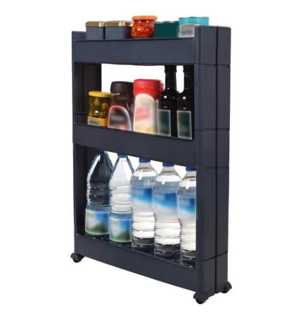 Полка-органайзер Motek трехъярусная на колесах Антрацитовый (SR-03)