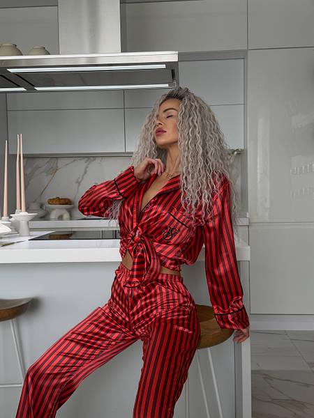 Пижама из шелка Манго S Красный с черным (2069) - фото 2