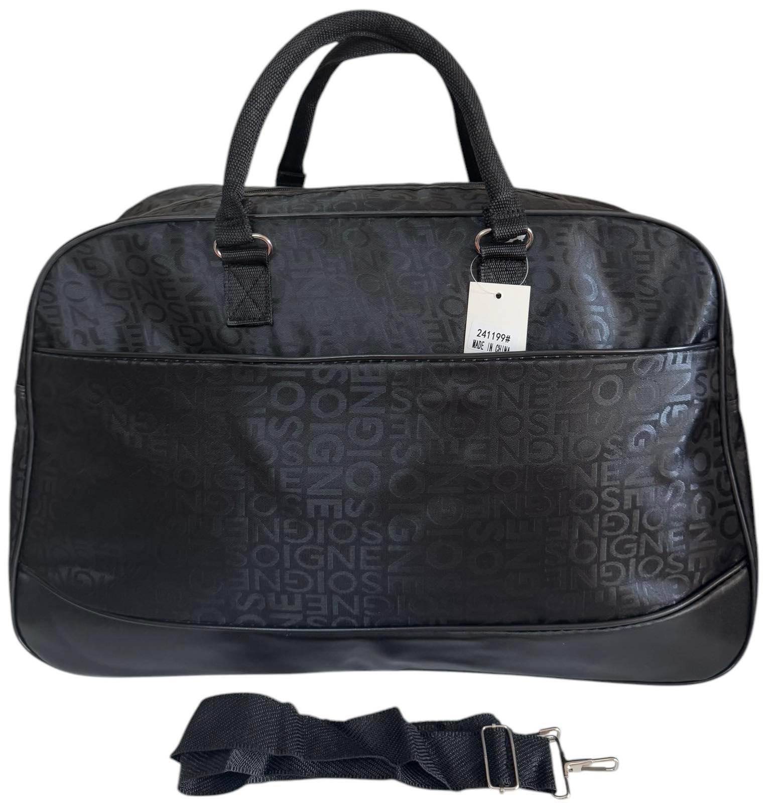 Сумка дорожная большая с длинным ремнем через плечо и боковыми карманами Черный (241199BL) - фото 1