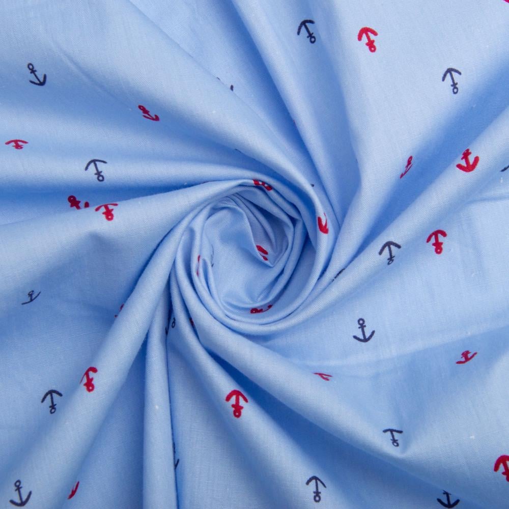 Ткань поплин хлопок Якорь Голубой (25389)