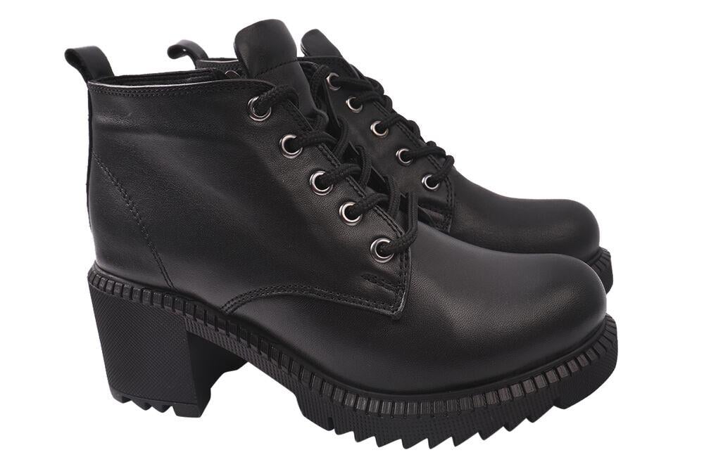 Ботинки женские Sattini из кожи на большом каблуке высокие р. 39 Черный (179-21ZHC)