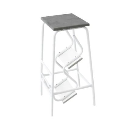 Стул-стремянка Наша Ковка на три ступени МДФ 65 см Серый мрамор/Белый - фото 2