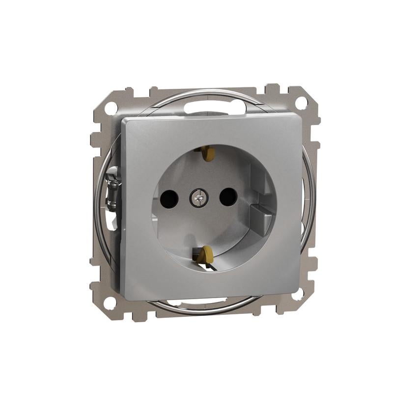 Розетка Schneider Electric ABS-UV Sedna Design&Element с заземлением с шторками Алюминий (SDD113022) Розетка Schneider Electric ABS-UV Sedna Design&Element с заземлением с шторками Алюминий (SDD113022)