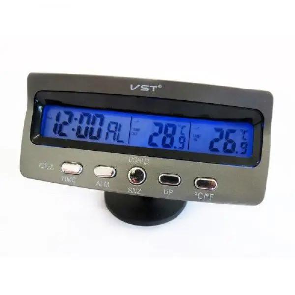 Часы электронные для авто vst 7045 с термометром и подсветкой (MLD_V1081)