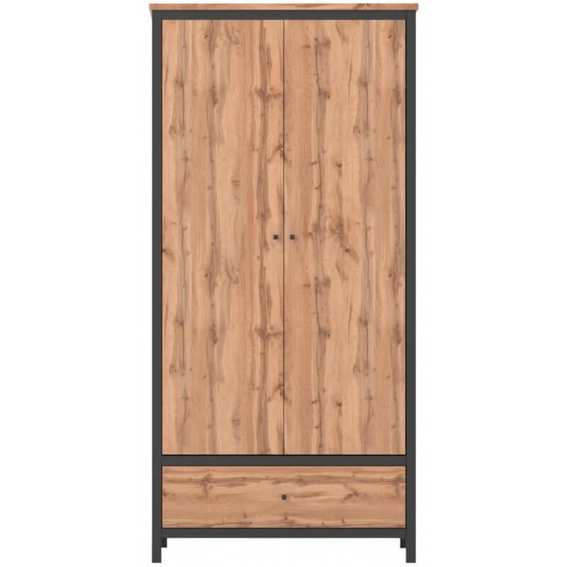 Шкаф распашной для дома Гербор SZF2D1S Чес 920х590х1930 мм Дуб тахо/Черный (48974)