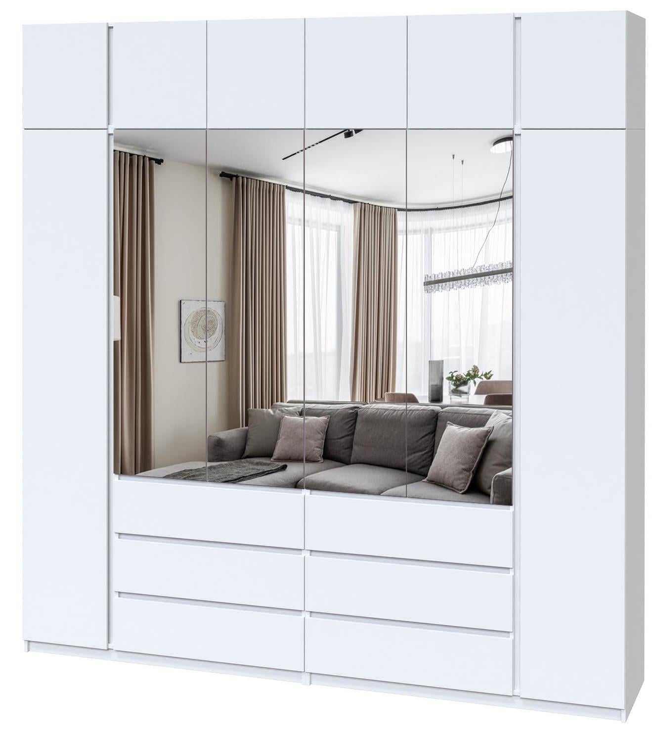 Шкаф с зеркалом Мастер Форм Брайт 2400х520х2400 мм Белый (32470)