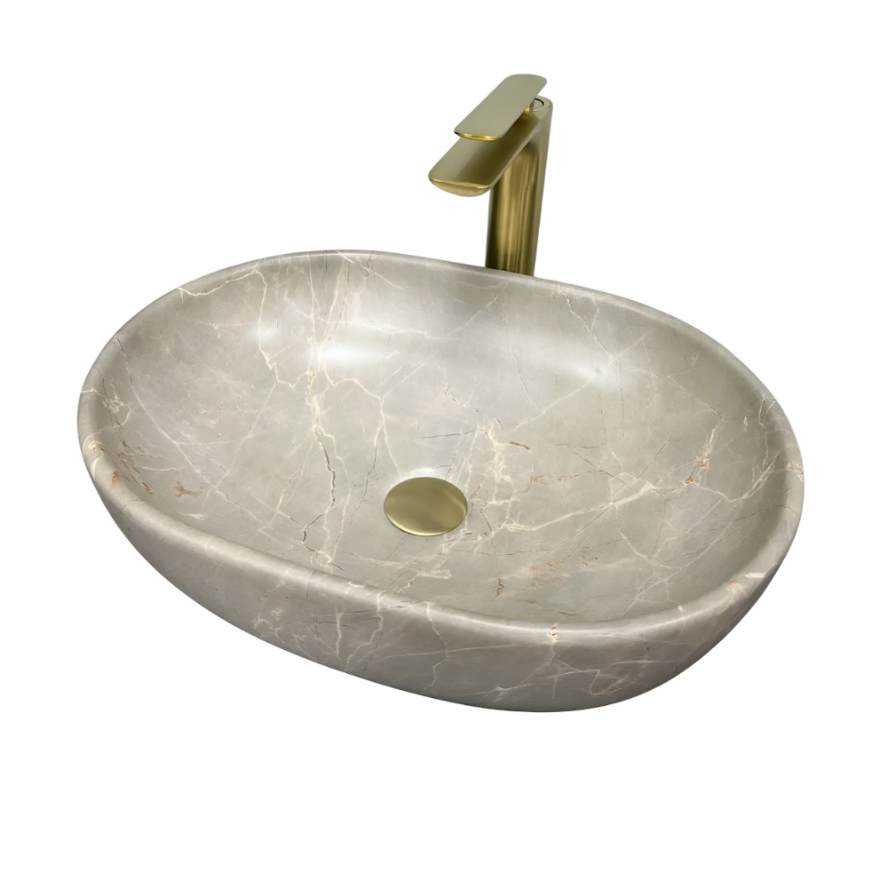 Раковина накладная VBI Modena S Beige Stone 345x485 мм овальная Бежевый (RM-VBI-012003)