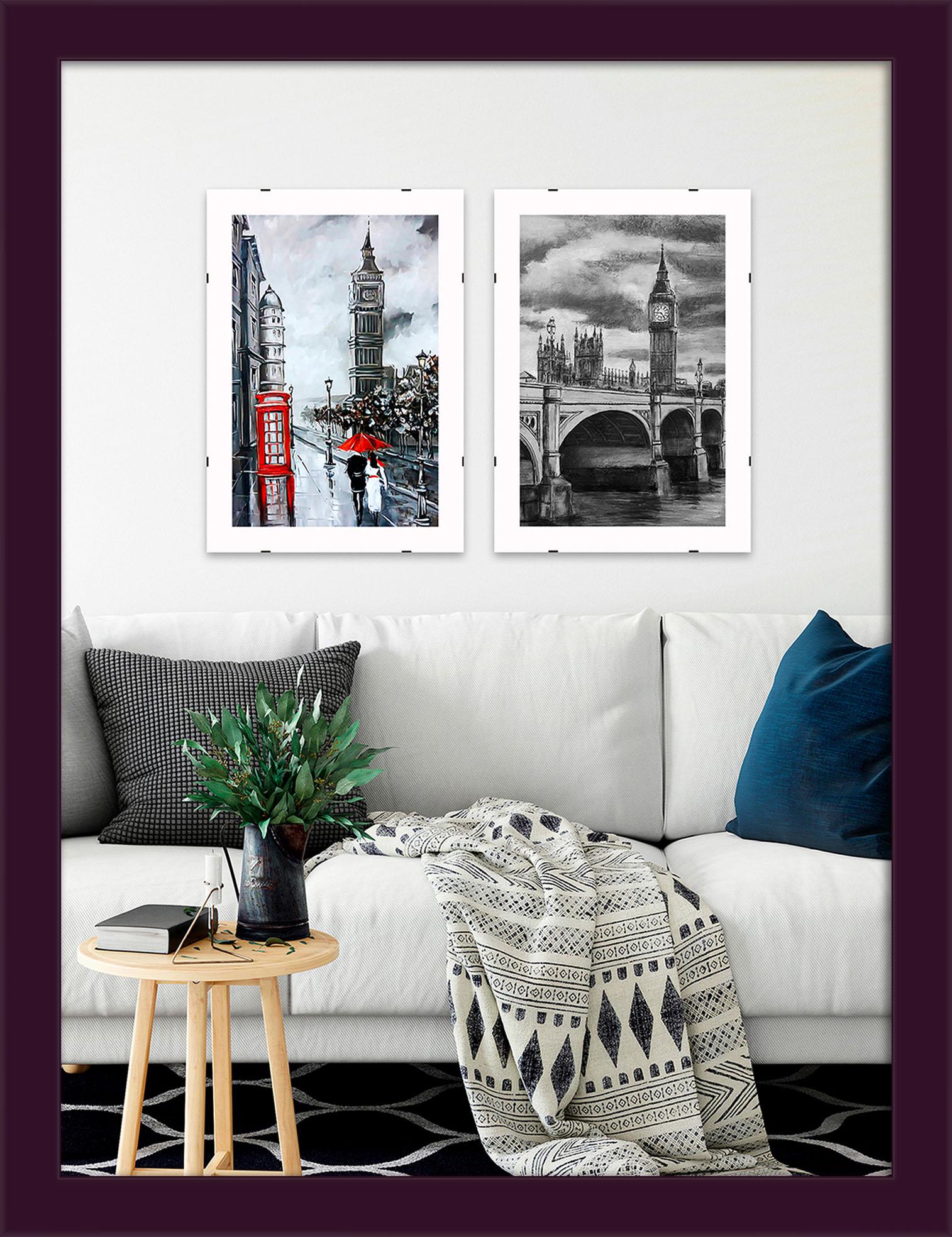 Фоторамка деревянная EmojiFrame 30х40 см AH2220-02 пластиковое стекло 0,8 мм Фиолетовый