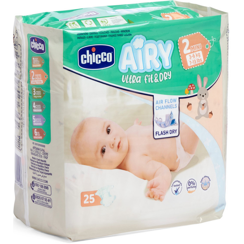 Підгузки дитячі Chicco Airy 2 від 3 до 6 кг 25 шт. (8058664154593) - фото 1