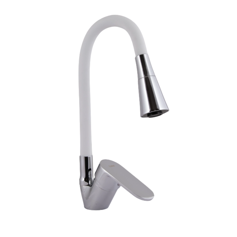 Змішувач для кухні Lidz Tani 008F3 з гнучким виливом White/Chrome (43140)