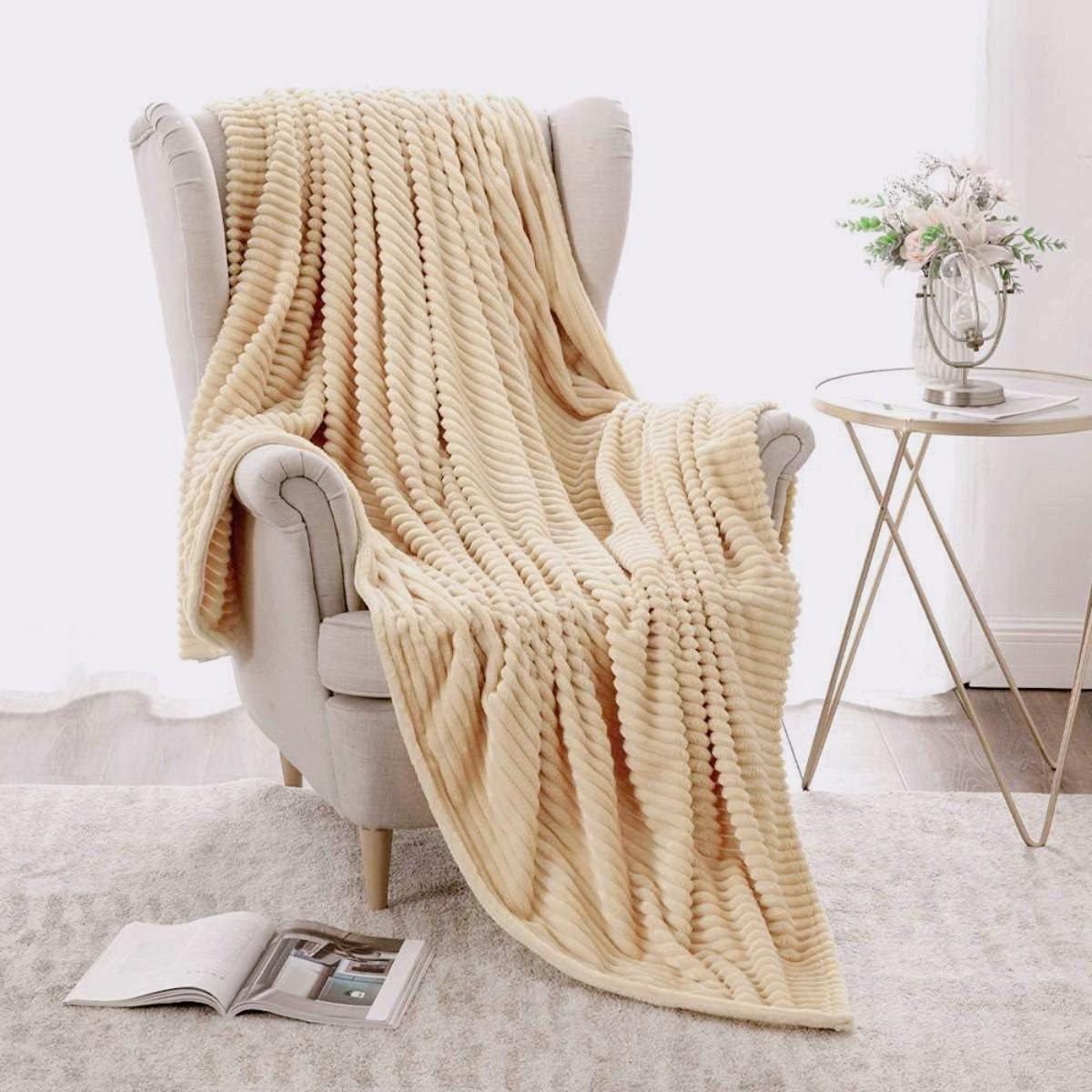 Плед полуторний Koloco Смужка 150х200 см Коричневий (43370)