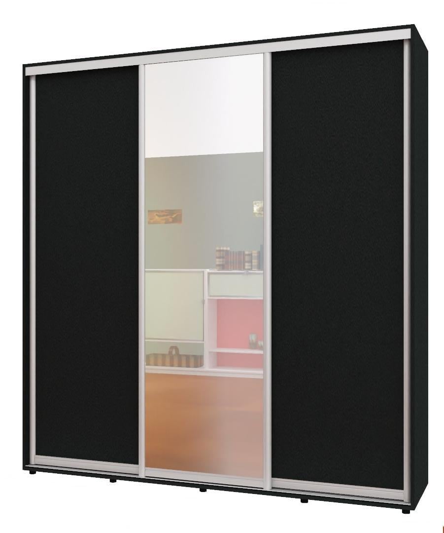 Шкаф-купе трехдверный Алекса ШК-05 ДСП/зеркало/ДСП 230x65x200 см Антрацит