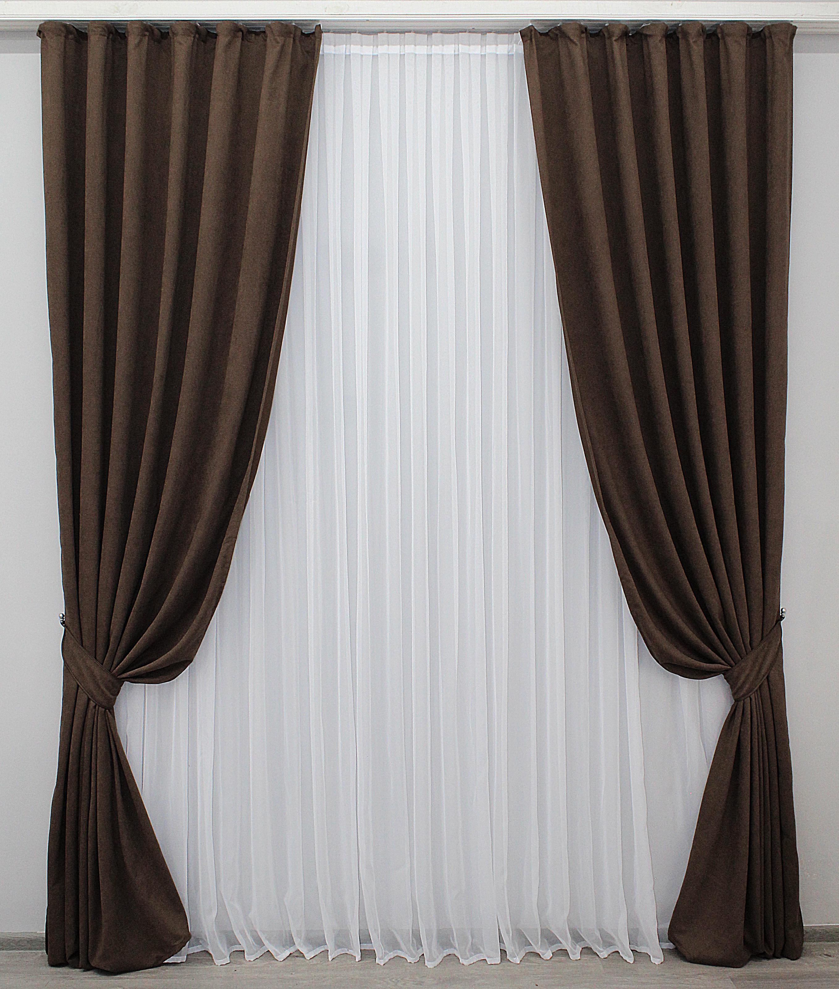 Комплект штор VR-Textil Diamont № 1095ш мікровелюр 150х280 см 2 шт. Коричневий (30-904)