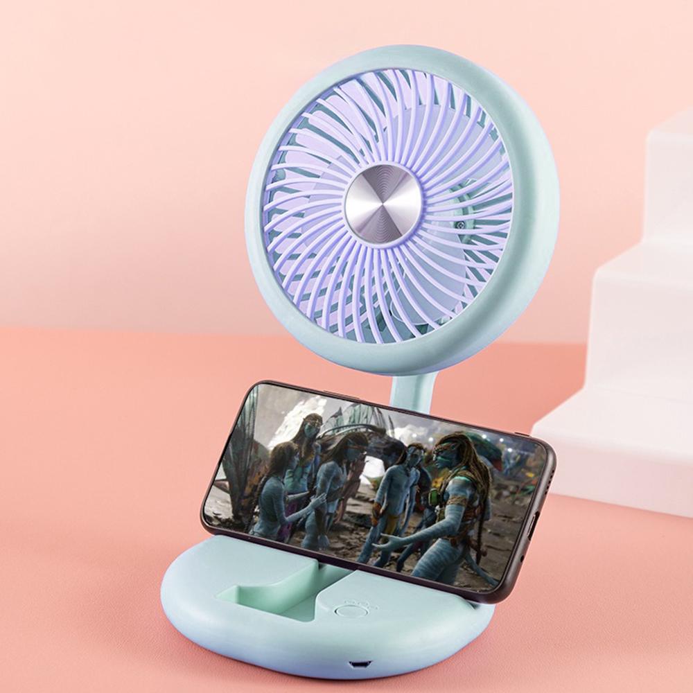 Вентилятор портативный настольный на аккумуляторе 400 мАч USB 2 режима держатель для телефона Голубой (27432468) - фото 2 Вентилятор портативный настольный на аккумуляторе 400 мАч USB 2 режима держатель для телефона Голубой (27432468) - фото 2