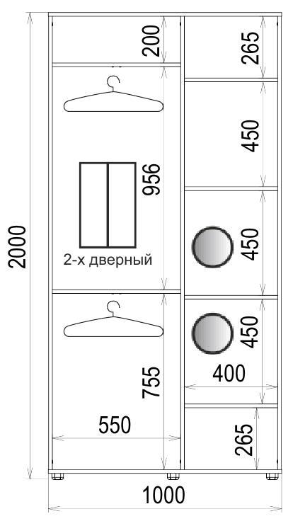 Корпус шкафа-купе Luxe CLS-4 1000x2000x600 мм Ольха темная (24219) - фото 3