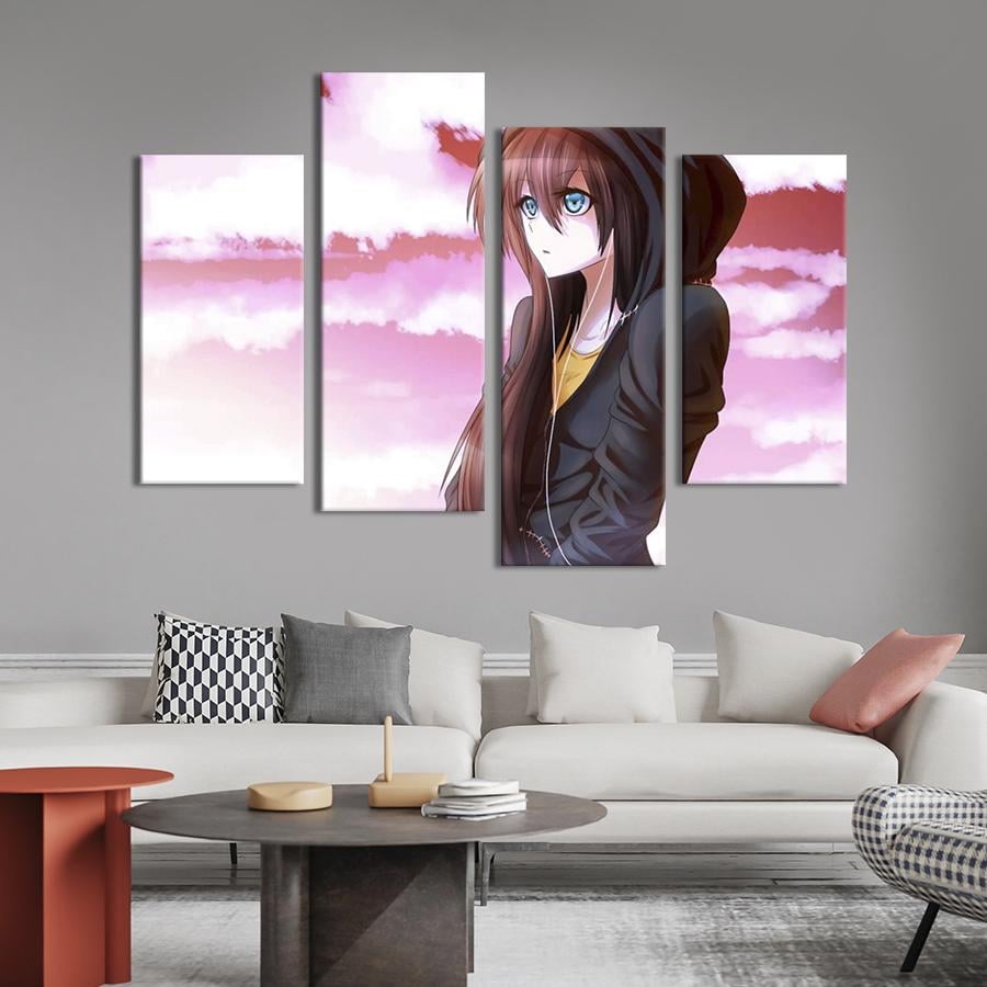 Картина на холсте Загадочная аниме-девушка 89x56 см (1424-42)