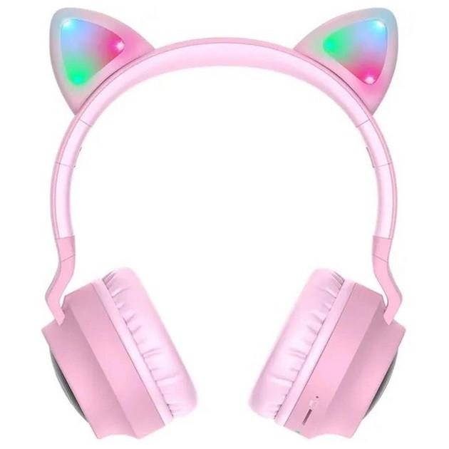Навушники бездротові Hoco W27 Cat Ear з котячими вушками Рожевий (202-00170)