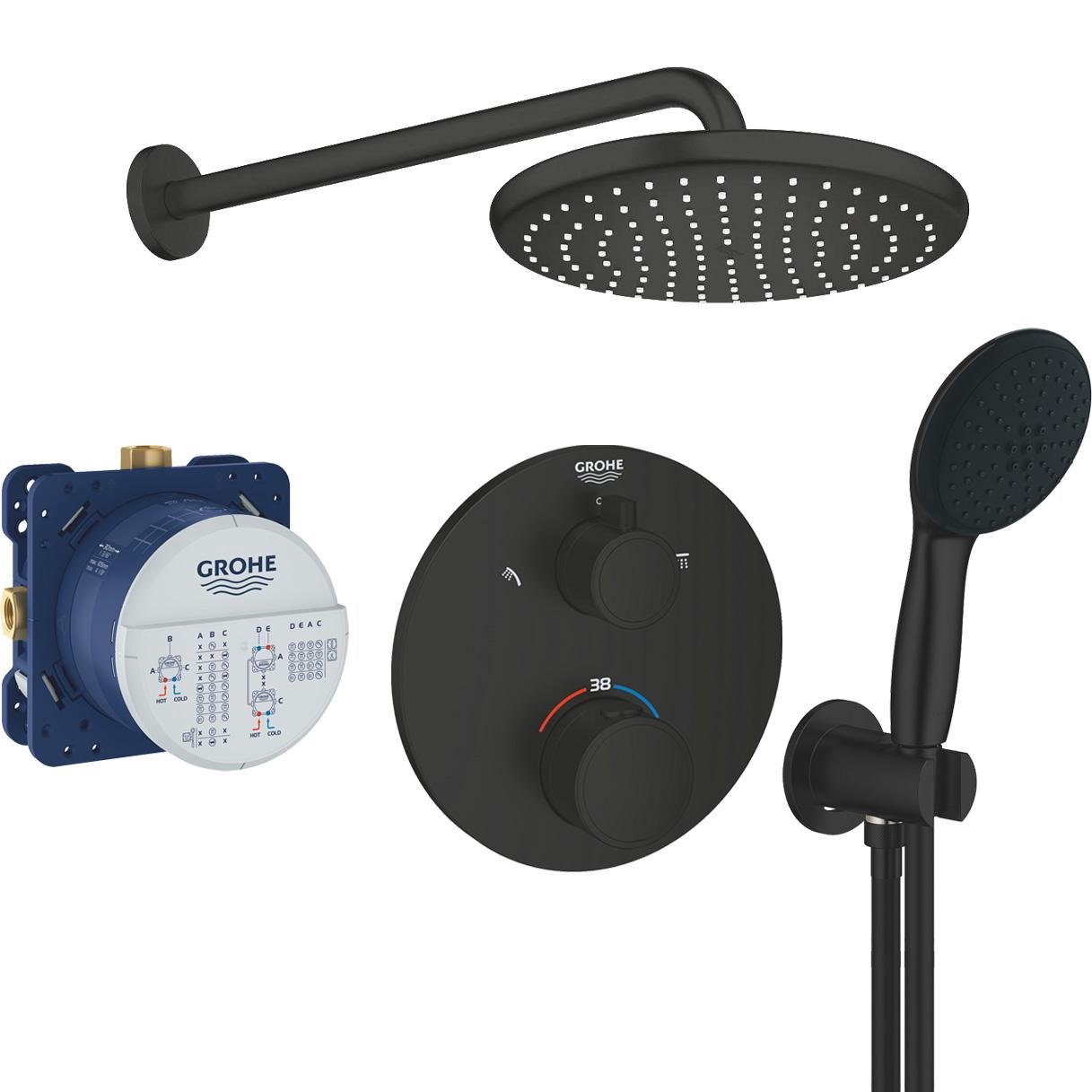 Душевая система скрытого типа Grohe Grohtherm UA26415SC9 с верхним душем Черный (229703)