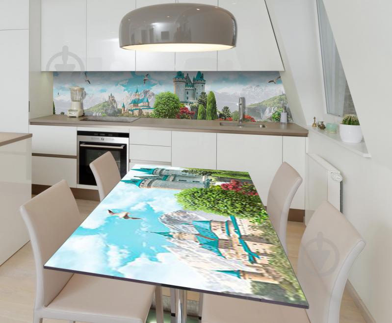 Наклейка 3Д виниловая на стол Zatarga «Неприступные бирюзовые крыши» 650х1200 мм для домов, квартир, столов,