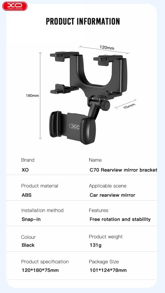 Тримач для телефону XO C70 на дзеркало (24495) - фото 6