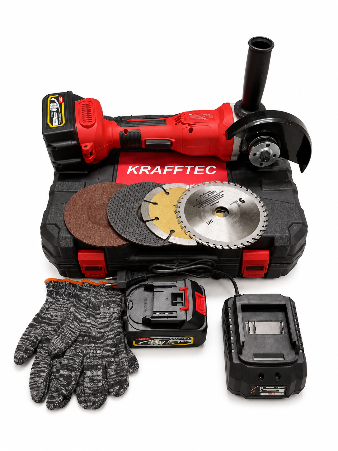 Болгарка аккумуляторная KRAFFTEC Germani GWX 125 мм 2хАКБ в кейсе 48V 8 Ач (48V-125C)