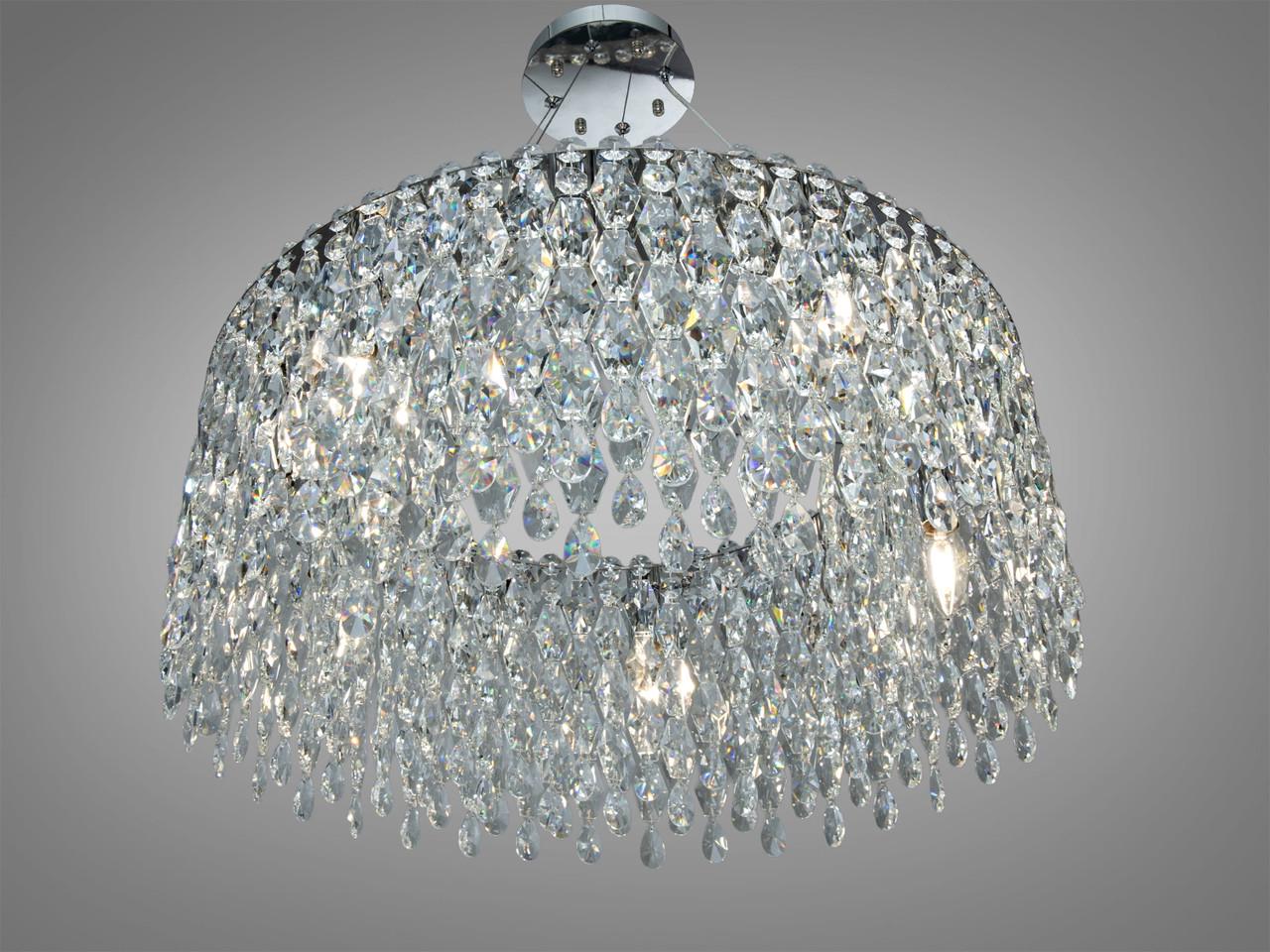Люстра подвесная хрустальная для гостиной Diasha P7017/D600HR 10xE14 Хром (3039056484)