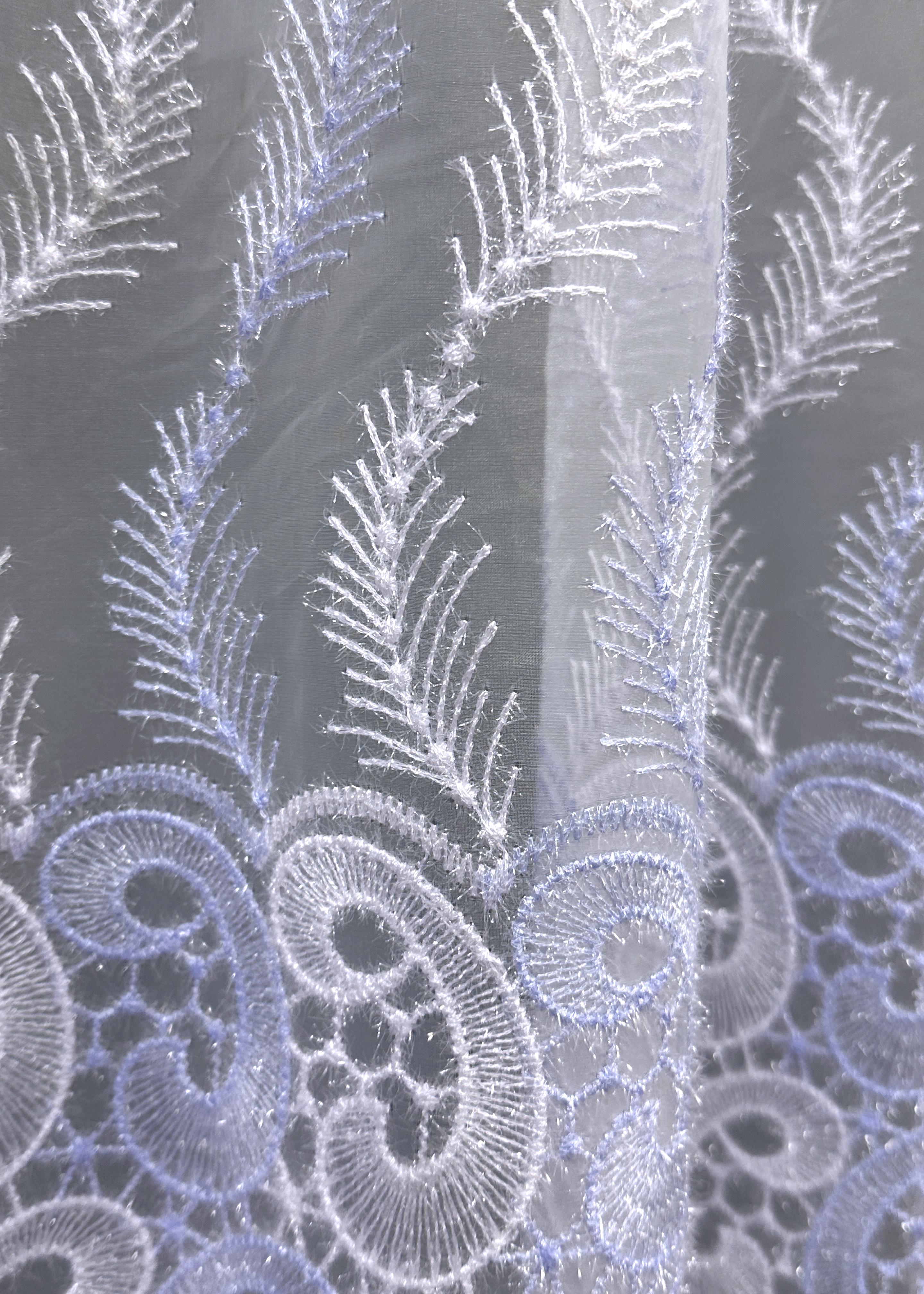 Тюль VR-Textil 1683т Органза с вышивкой и люрексом 300х270 см Голубой/Белый (42-0731) - фото 7