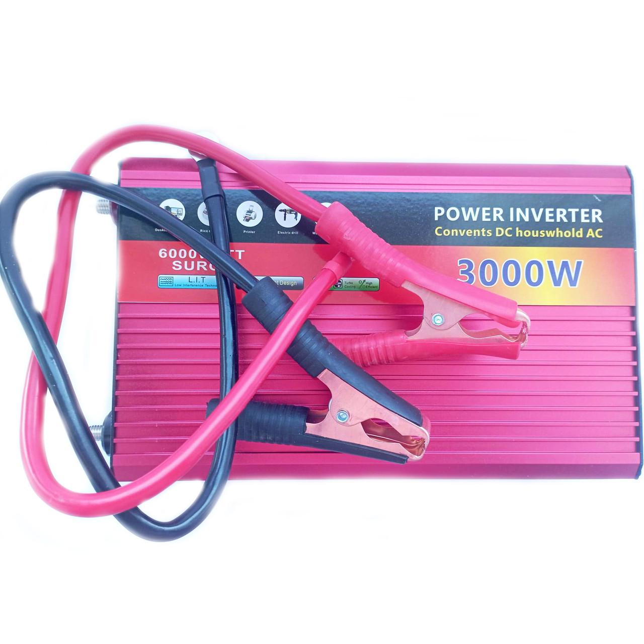 Инвертор для дома Power Inverter 3000W 002 12V-220V 2 розетки/1 USB