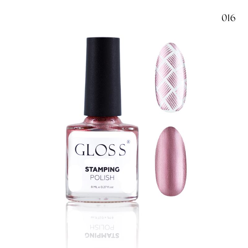 Лак для стемпінгу GLOSS Stamping polish 8 мл Рожевий перламутровий 16 (312168)
