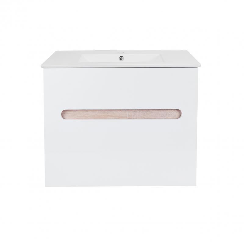 Комплект Q-tap Virgo oak тумба подвесная/раковина врезная White/Whitish (QT1872TPА8013080CW)