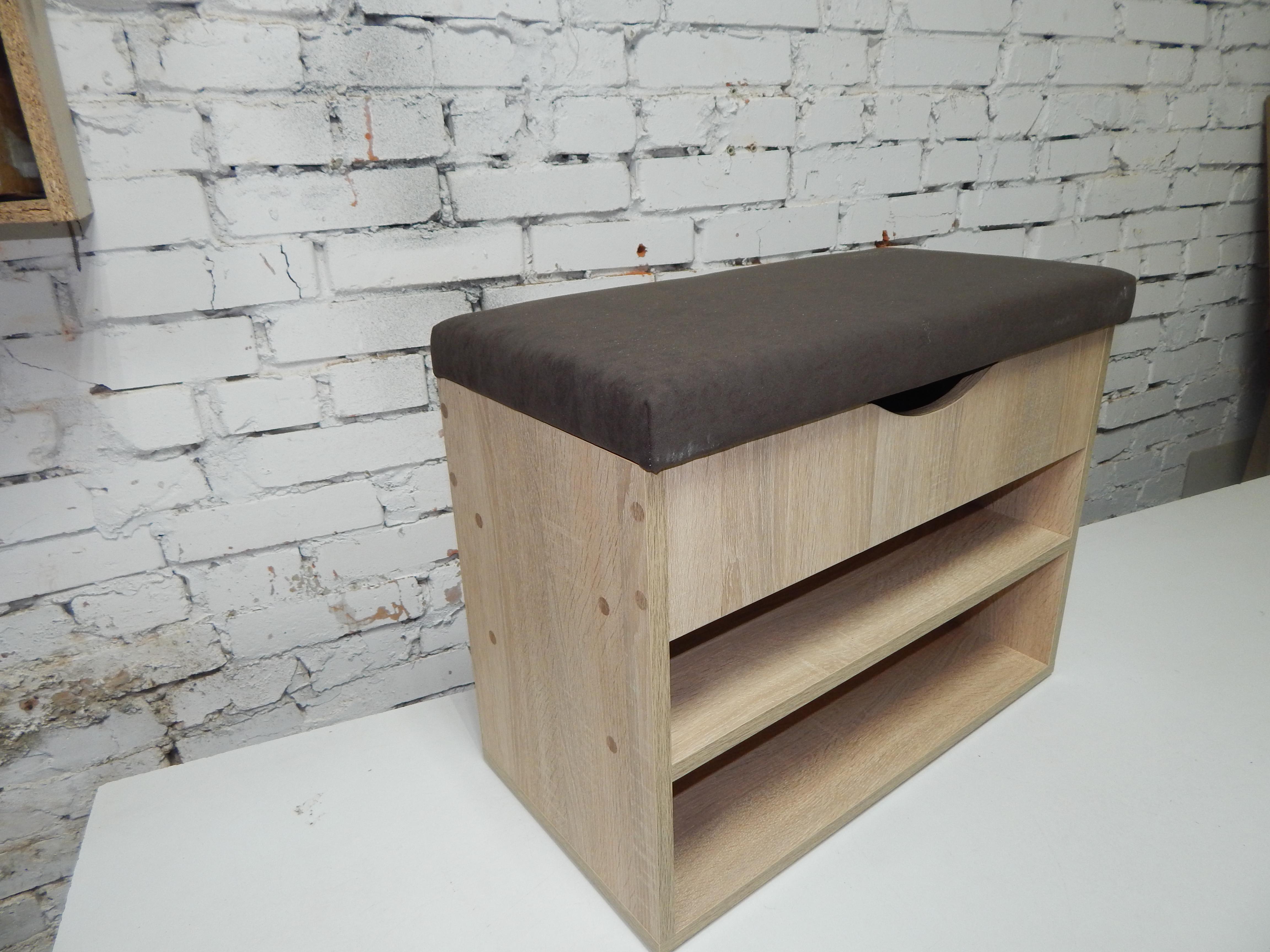 Тумба для обуви ДСП/ткань 30х60х45 см Дубсонома светлый/Шоколад - фото 2