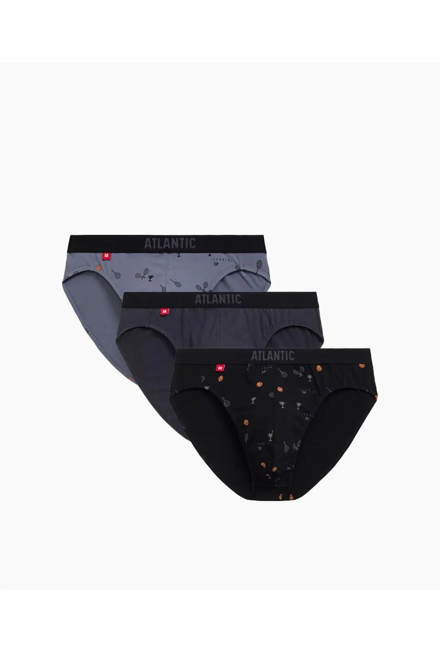 Набор трусов-брифов Atlantic 3MP-171 средней посадки хлопковых 3 шт. L Черный/Графитовый/Голубой (25211229) Набор трусов-брифов Atlantic 3MP-171 средней посадки хлопковых 3 шт. L Черный/Графитовый/Голубой (25211229)