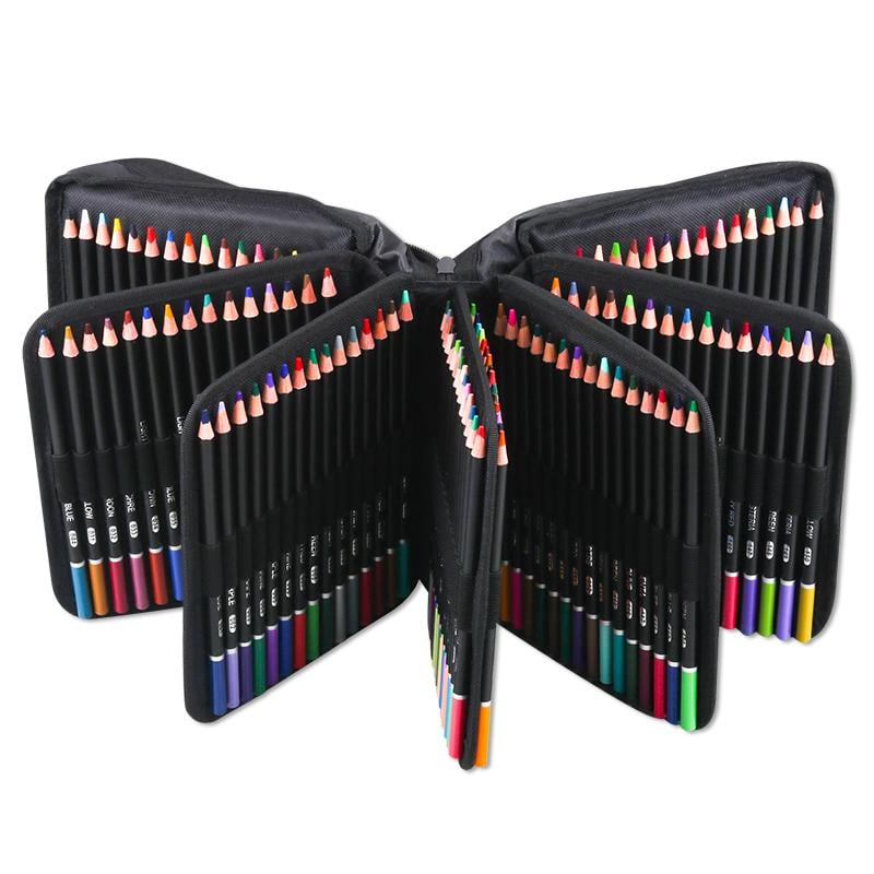 Профессиональные цветные карандаши с грифелем на масляной основе KALOUR 180 цветов в нейлоновом футляре (YV-PCN180)