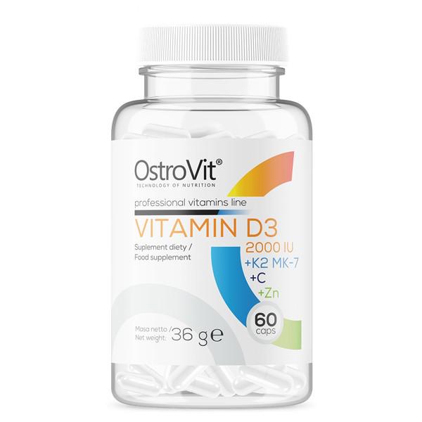 Вітаміни OstroVit Vitamin D3 2000 IU + K2 MK-7 + Vitamin C + Zinc 60 капсул