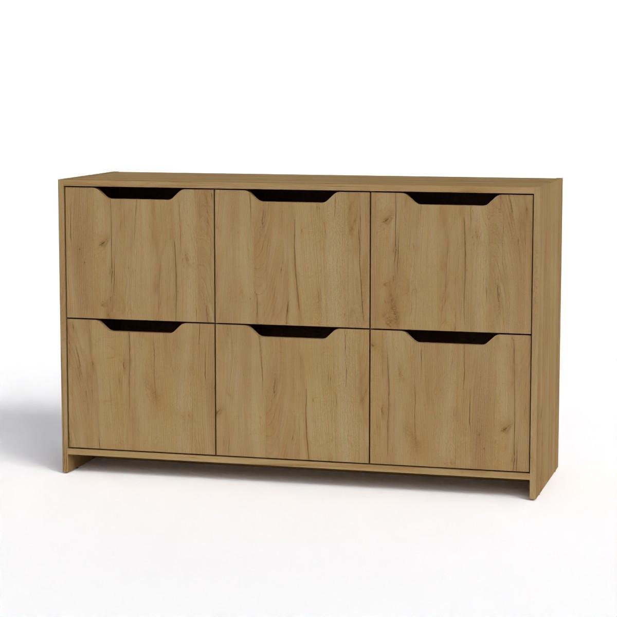 Комод 6Д Компаніт 130х80х42 см Дуб крафт золотий (28280005)