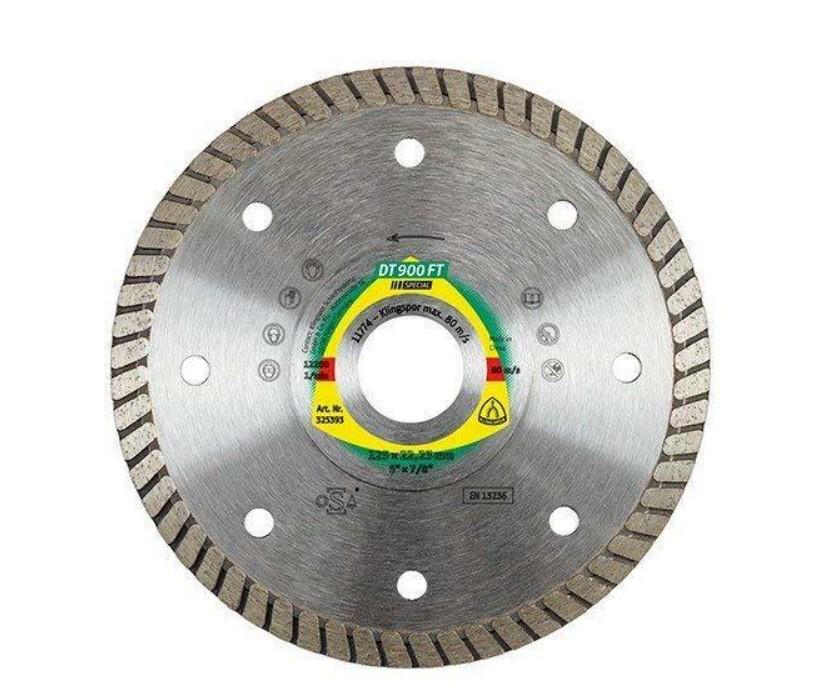 Алмазный диск Klingspor DT 900 FT Special отрезной турбо по плитке 125х22,23 мм (21722)