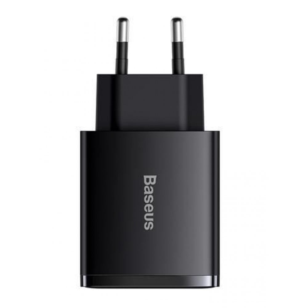Зарядний пристрій мереживний Baseus Compact Quick Charger 30W Type-C + 2USB Black (333730001)