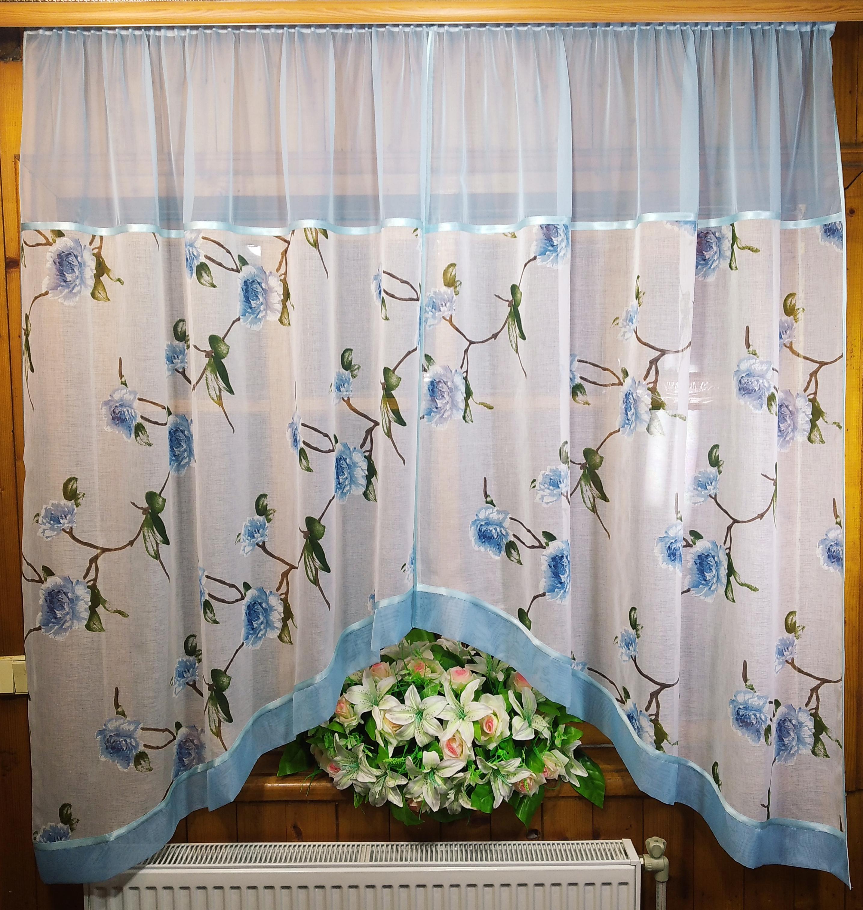 Занавеска готовая короткая арка Летиция с розрезом Голубая роза (840744147) - фото 1 Занавеска готовая короткая арка Летиция с розрезом Голубая роза (840744147) - фото 1