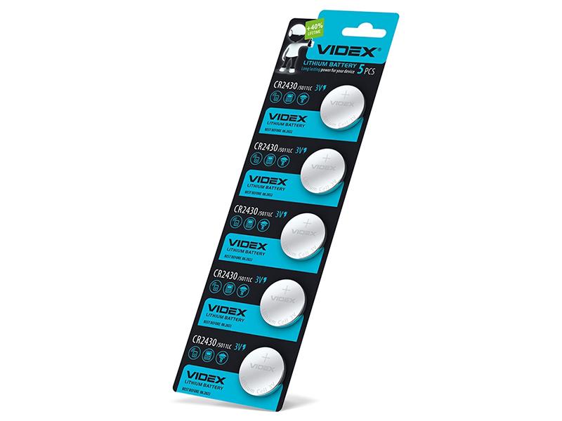 Батарейка литиевая CR2430 5шт BLISTER CARD Videx Батарейка литиевая CR2430 5шт BLISTER CARD Videx