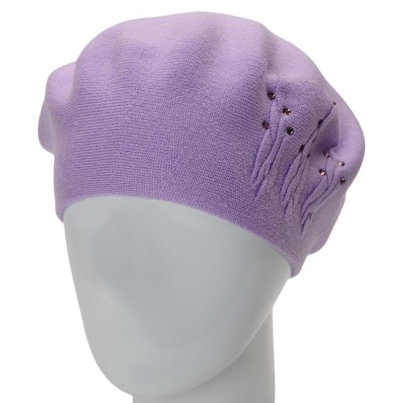 Берет жіночий подвійний Novita Перо віскозний L/57-58 Фіалка (276208)