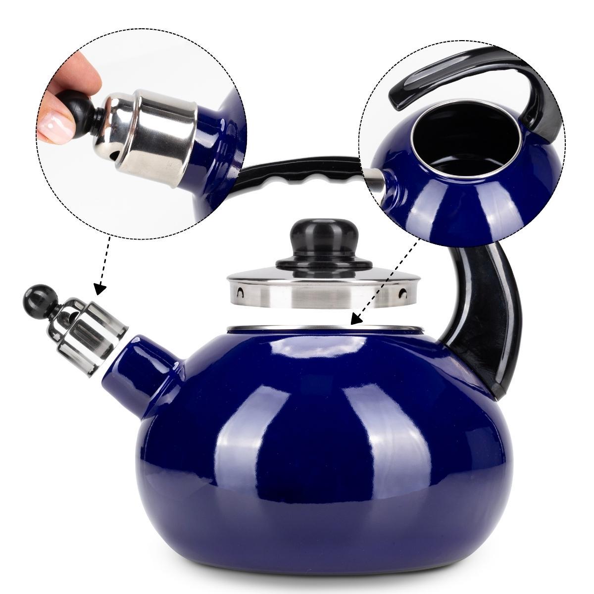Чайник со свистком Kamille KM-1039С из эмалированной стали 2,5 л Синий (150-84-1039С) - фото 2