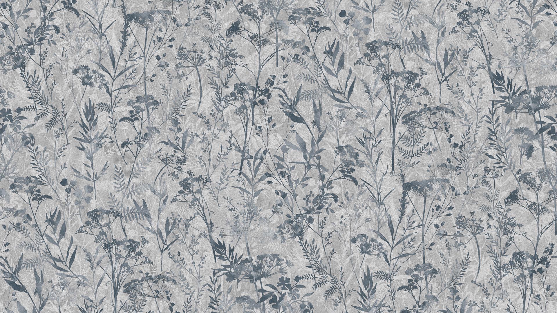 Обои флизелиновые SINTRA Herbarium 252901 винил горячего тиснения 1,06х10,05 м Сине-серый