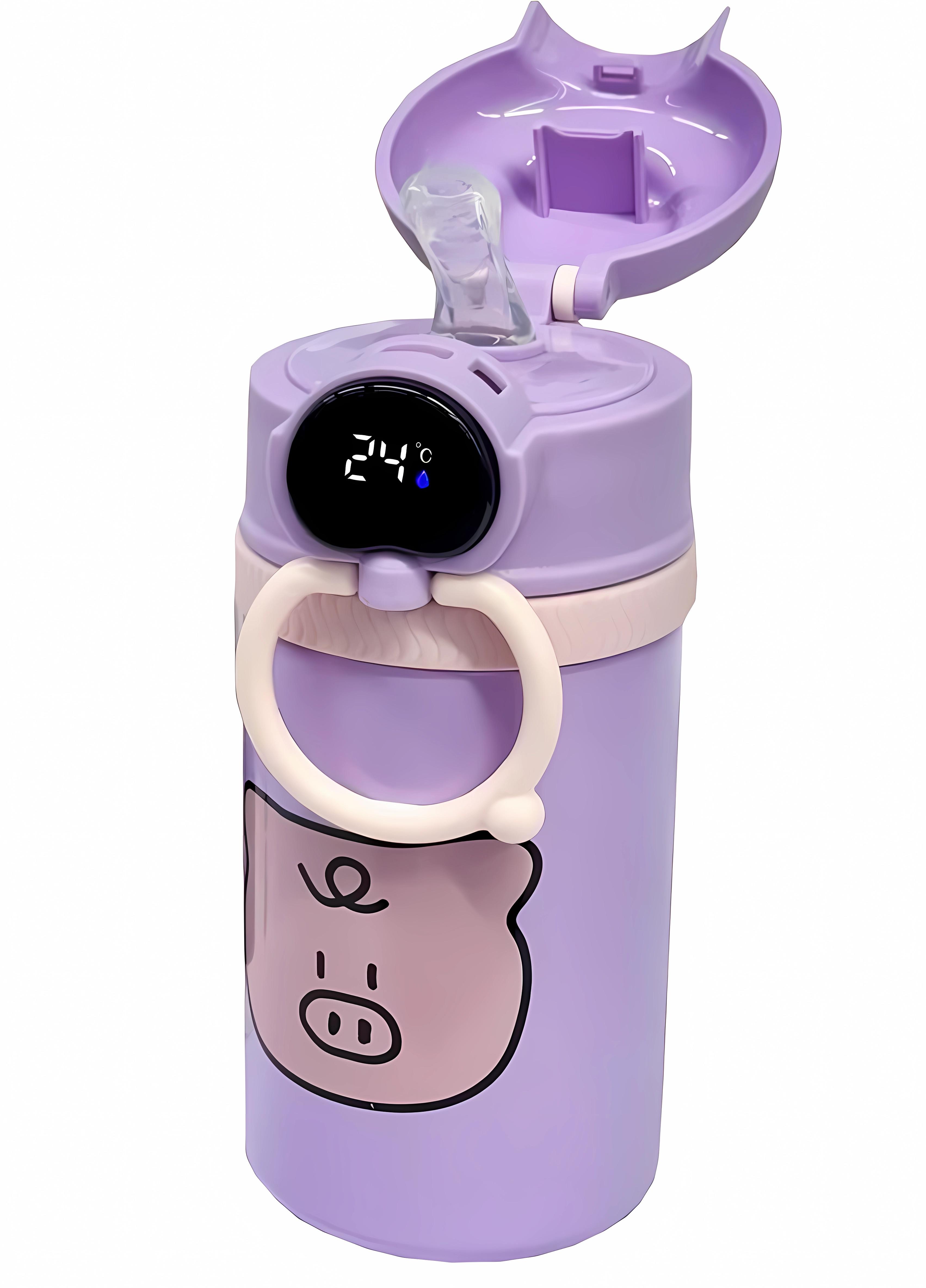 Термос детский A-PLUS 2в1 с индикатором температуры и трубочкой нержавеющая сталь 550 мл Фиолетовый (36392444SP)