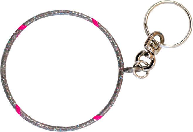 Брелок міні обруч Срібний/Рожевий флуо (00555)