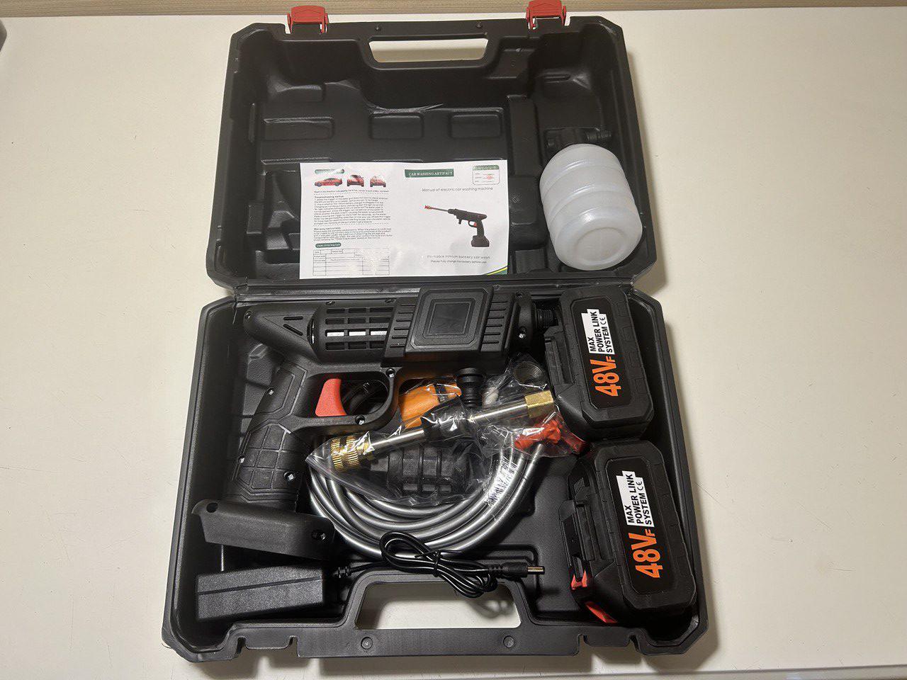 Мийка високого тиску акумуляторна Cleaning Gun з кейсом 1000W 48V Чорний (28049925) - фото 7