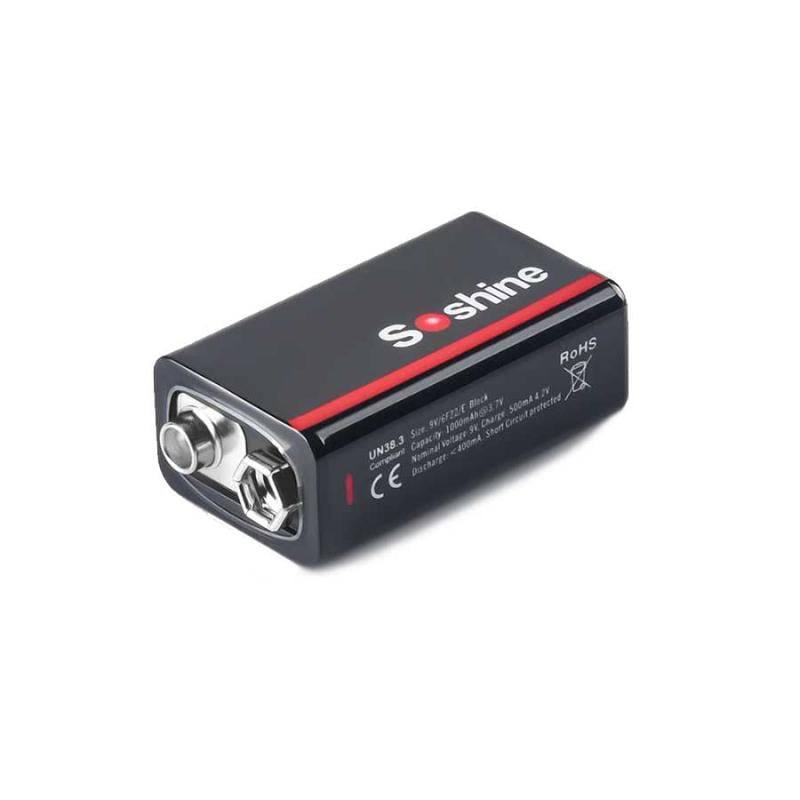 Аккумулятор крона 6F22 Soshine 9V 1000 mAh с Type-C зарядкой (18884)