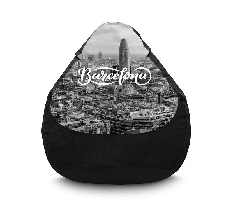 Кресло мешок iPuff Barcelona City Флок XXL 90х125 см Черный