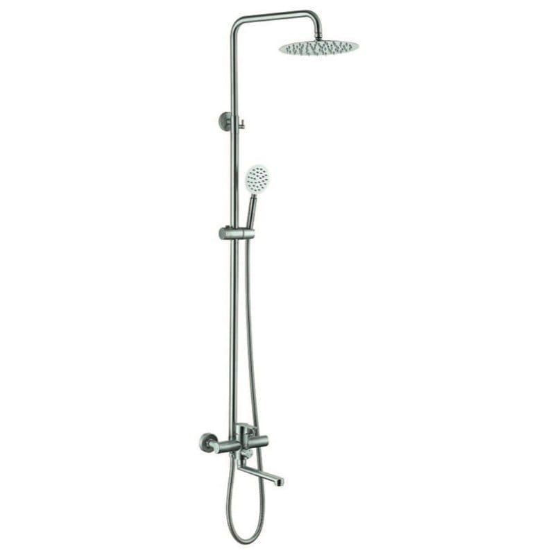 Душевая система Zerix DAX-006-J с изливом нержавеющая сталь 20 см Сатин (ZX4827)