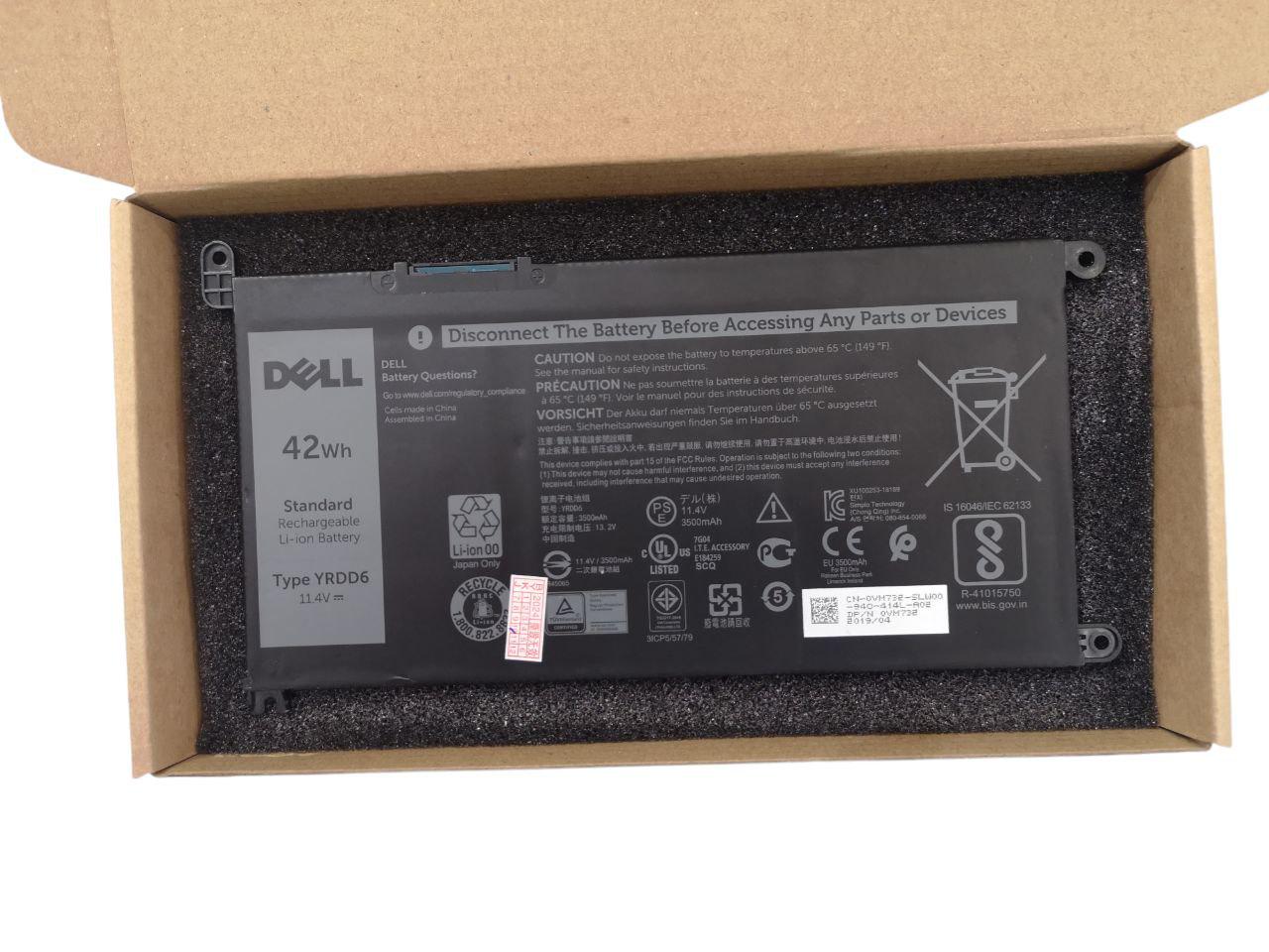 Аккумулятор для ноутбука DELL Inspiron 5480/5482/5485/5488/5580/5582/Latitude 3400/YRDD6 3500 мАч 42 Втч (000011393)